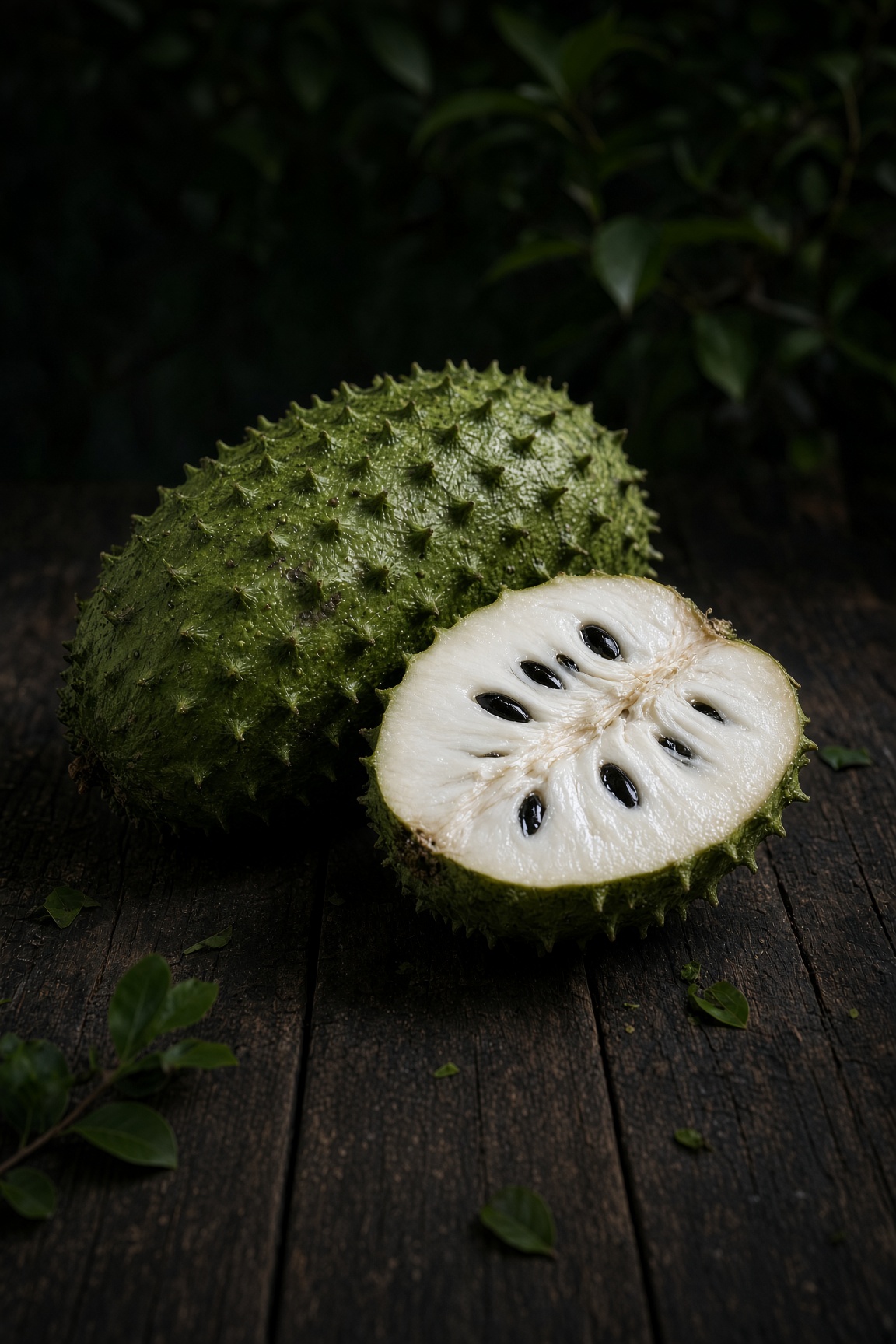 Halved soursop fruit