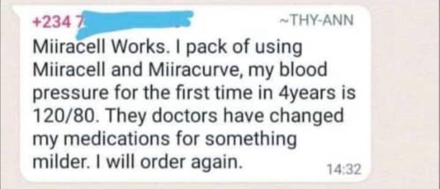 WhatsApp: Miira-Cell works, I will order again